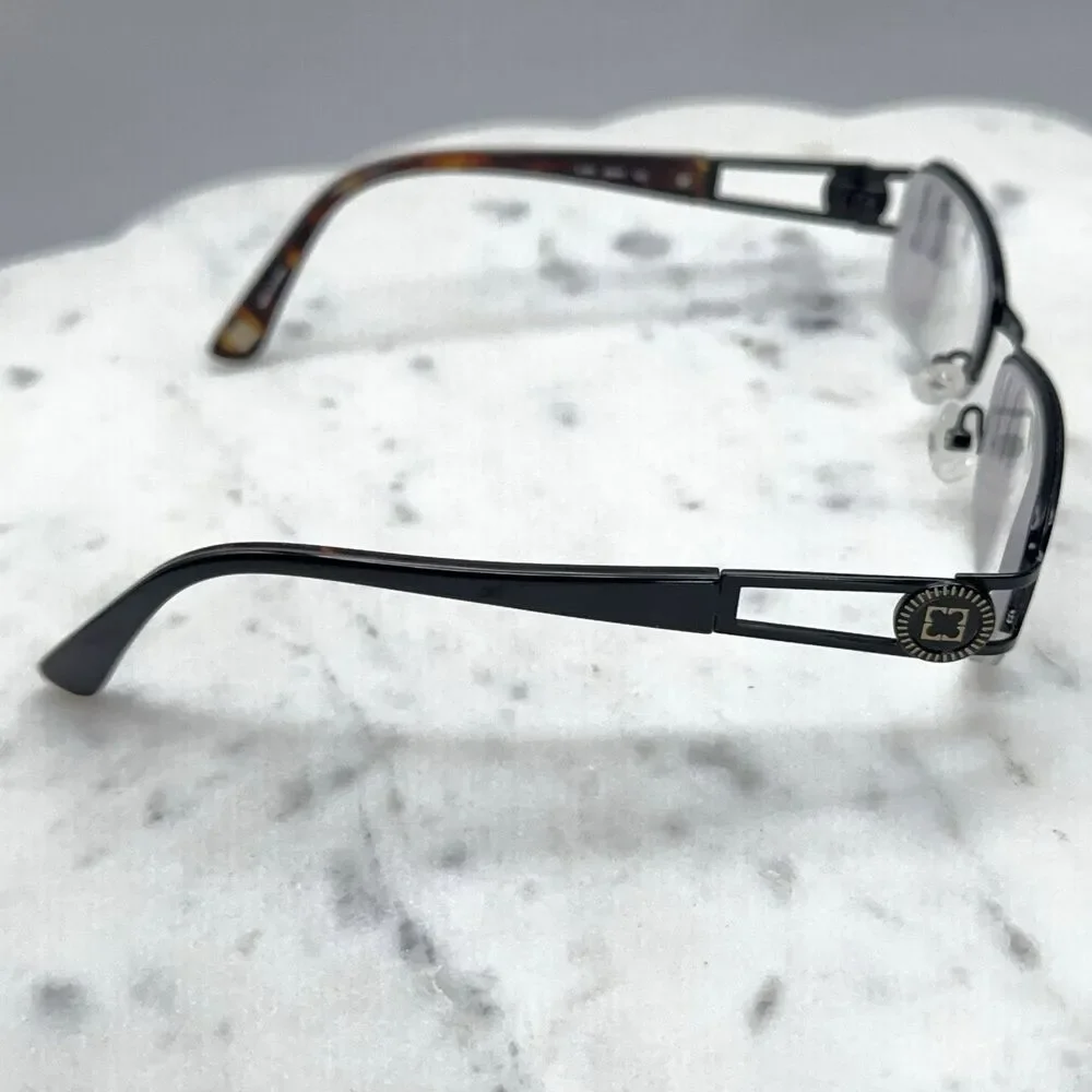 Liz Claiborne NY L351 Satin Black 0RX1 Half Rim Eyeglasses Frames Only 51-18-135